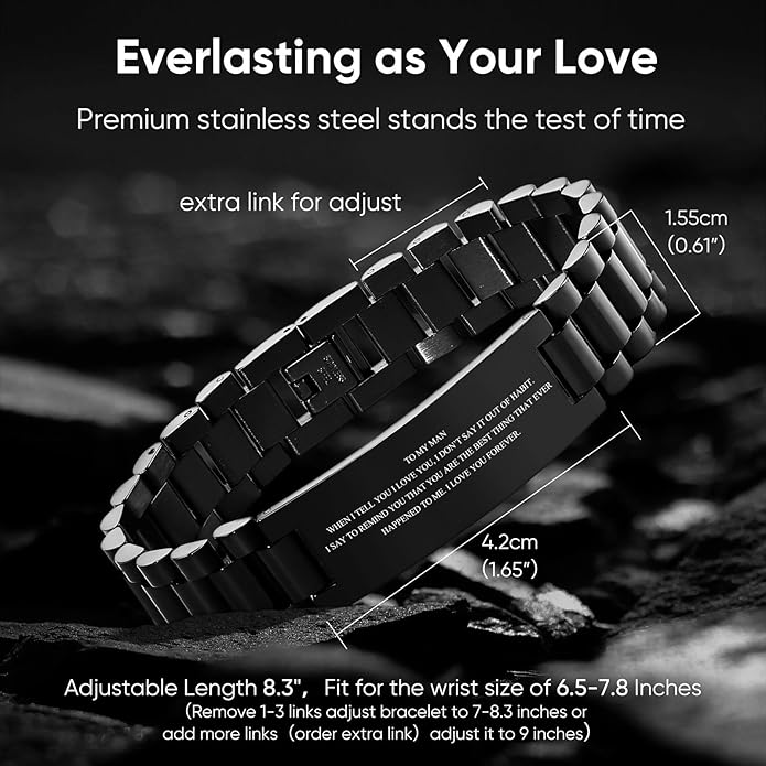 VNOX Masculine Watch Band Stainless Steel Link Bracelet Personalized Jewelry Gift for Men DAD Father Husband Boyfriend