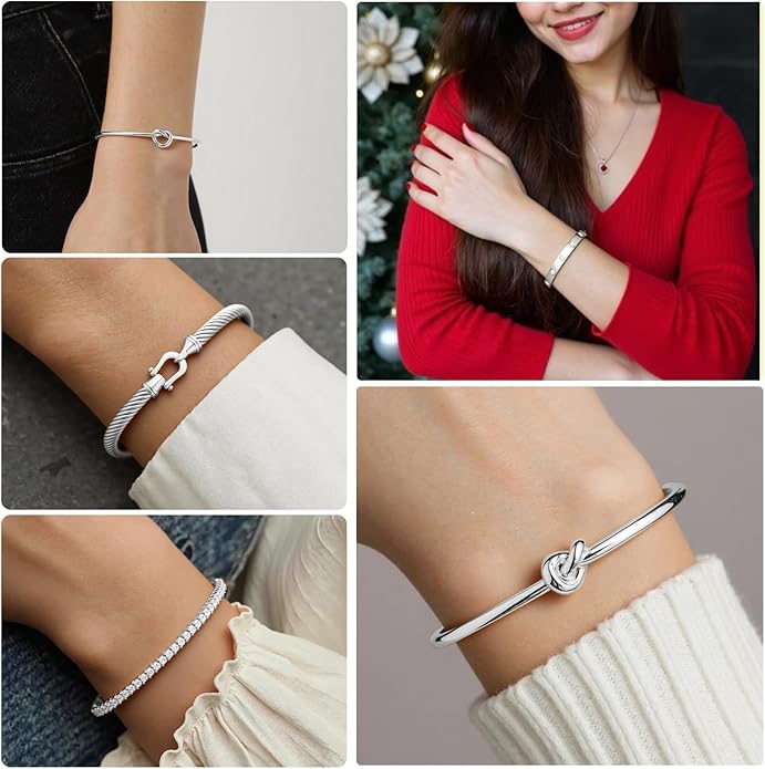 FAFUGA 18 K Gold Plated Love Bangle Bracelet Stack Cuff Jewelry for Women Jewelry Set for Women Gift with Box