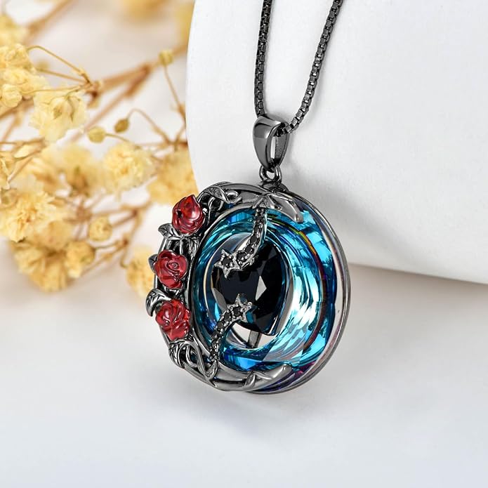 TOUPOP Christmas Gifts Birthstone Necklace 925 Sterling Silver Moon and Star Pendant with Blue Crystal Celtic Moon Jewelry Birthday Gifts for Women Mom Wife Her Daughter