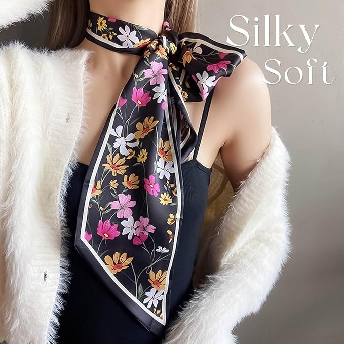 Dailyacc Hair Scarf for Women Fashion Silky Satin Headscarf Wrap Breathable Lightweight Neck Scarves For Handbag