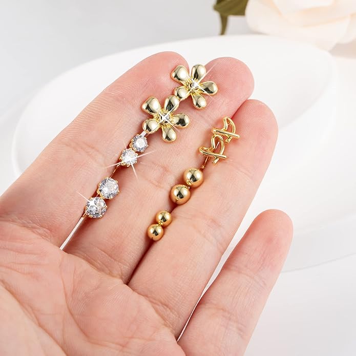 Stud Earrings for Women Hypoallergenic Sterling Silver Post Hoop and Studs Earrings Set for Multiple Piercing Small Ball Cubic Zirconia Earring Studs for Women Trendy Jewelry Gifts（6 Pairs）