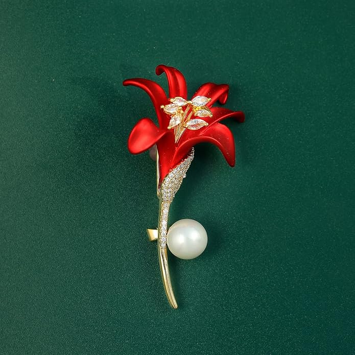 AILONMEI Red Rose Flower Brooches and Pins for Women Costume Jewelry Brooch Pins Broches Jewelry for Women Elegant Lady Pin