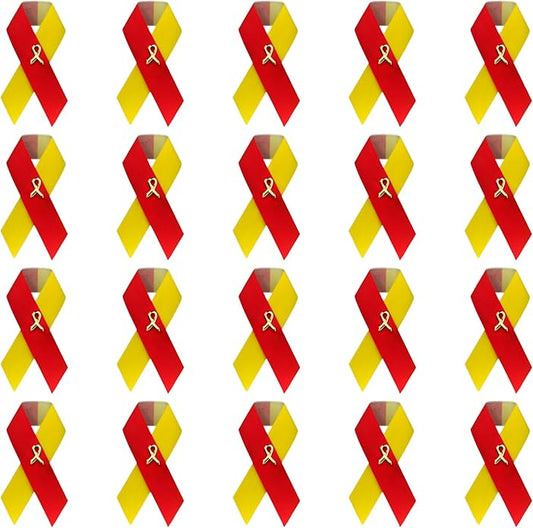 1/2/5/10/25/50/100pcs Satin Awareness Ribbon Pins (Pick your color), for Cancer & Disease Awareness, Bulk Quantities for Fundraising, Events, Gift Giving