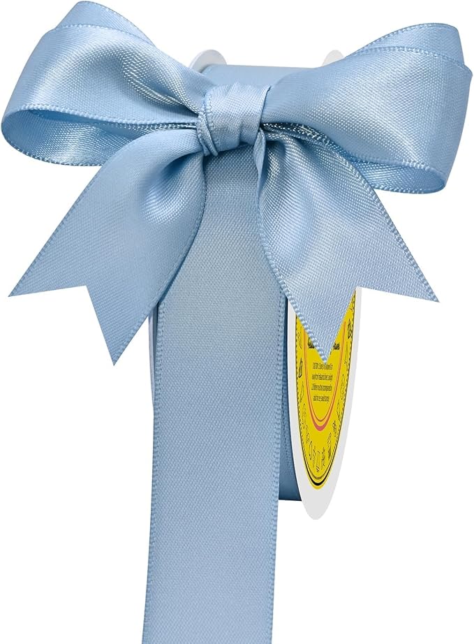 LEEQE Double Face Dusty Blue Satin Ribbon 7/8 inch X 25 Yards Polyester Dusty Blue Ribbon for Gift Wrapping Very Suitable for Weddings Party Hair Bow Invitation Decorations and More