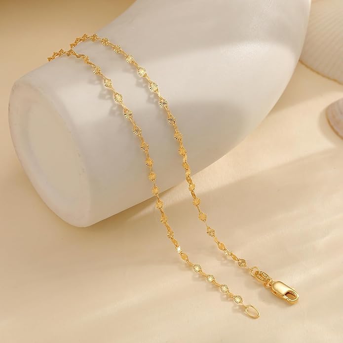 925 Sterling Silver Chain Necklace Link Chain Necklace for Women Simple Dainty 16K Gold Plated Necklace for Women Minimalist Waterproof Silver Necklace Trendy Jewelry Gifts