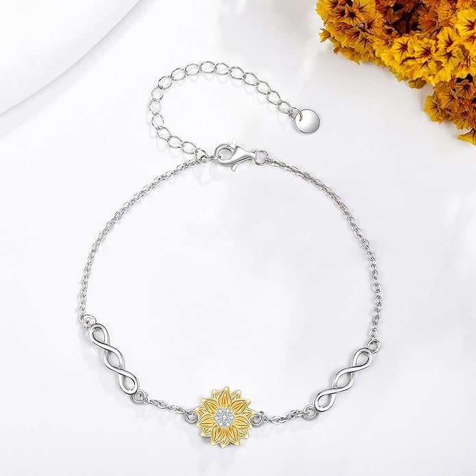 Mustard Seed Cross/Paw Print/Butterfly/Sunflower/Compass/Moss Agate Bracelet for Women 925 Sterling Silver Graduation Link Bracelet Jewelry for Women