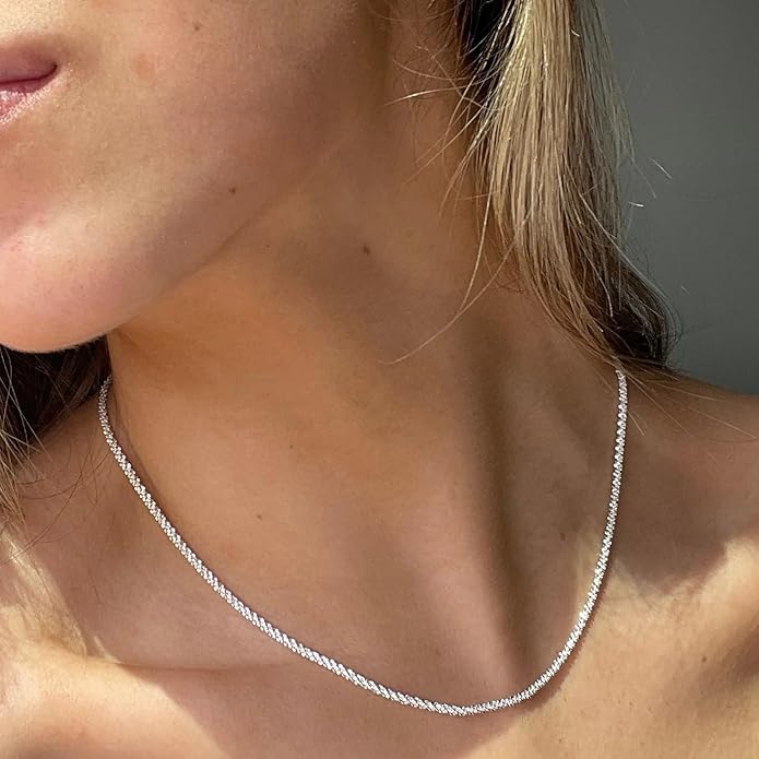 925 Sterling Silver Singapore Chain Lobster Clasp Paperclip Necklace for Women Sparkling Chain 2mm2.5mm3mm4mm5mm Gifts for Her