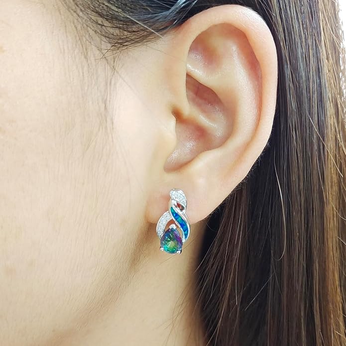 Hermosa Jewelry Sets Australian Created Opal Necklace Earrings Mother's Day Gifts Jewelry for Mom
