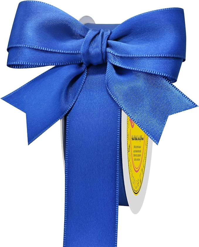 LEEQE Double Face Royal Blue Satin Ribbon 1 inch X 25 Yards Polyester Royal Blue Ribbon for Gift Wrapping Very Suitable for Weddings Party Hair Bow Invitation Decorations and More