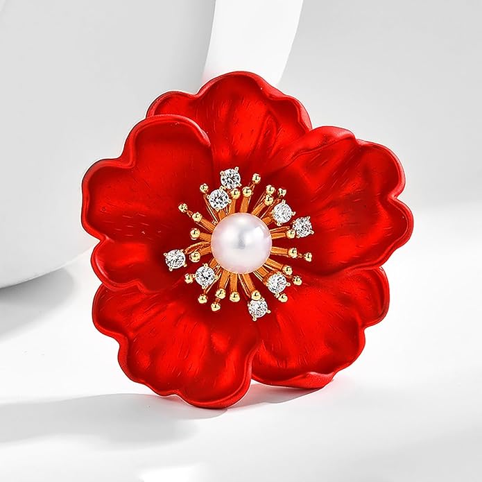 AILONMEI Red Rose Flower Brooches and Pins for Women Costume Jewelry Brooch Pins Broches Jewelry for Women Elegant Lady Pin