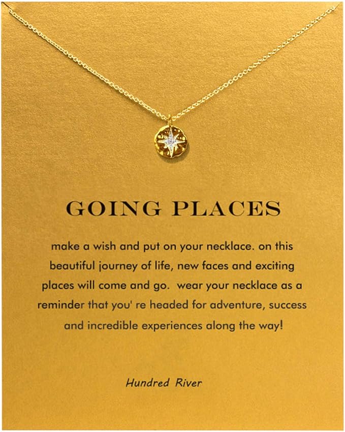 Hundred River Friendship Anchor Compass Necklace Good Luck Elephant Pendant Chain Necklace with Message Card