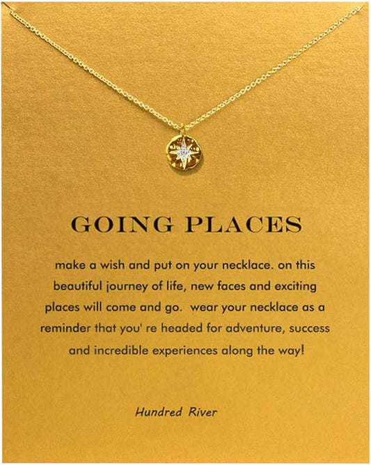 Hundred River Friendship Anchor Compass Necklace Good Luck Elephant Pendant Chain Necklace with Message Card