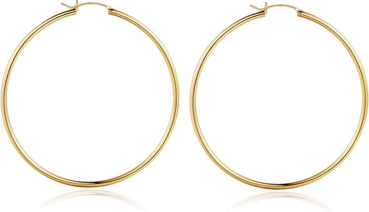 M MOOHAM 14K-Gold-Plated Hoop Earrings for Women - Hypoallergenic 14K Gold 925 Sterling silver-plated Post Sensitive Ears Nickel Free Hoops Earrings Set for Women Jewelry Lightweight 13-60mm