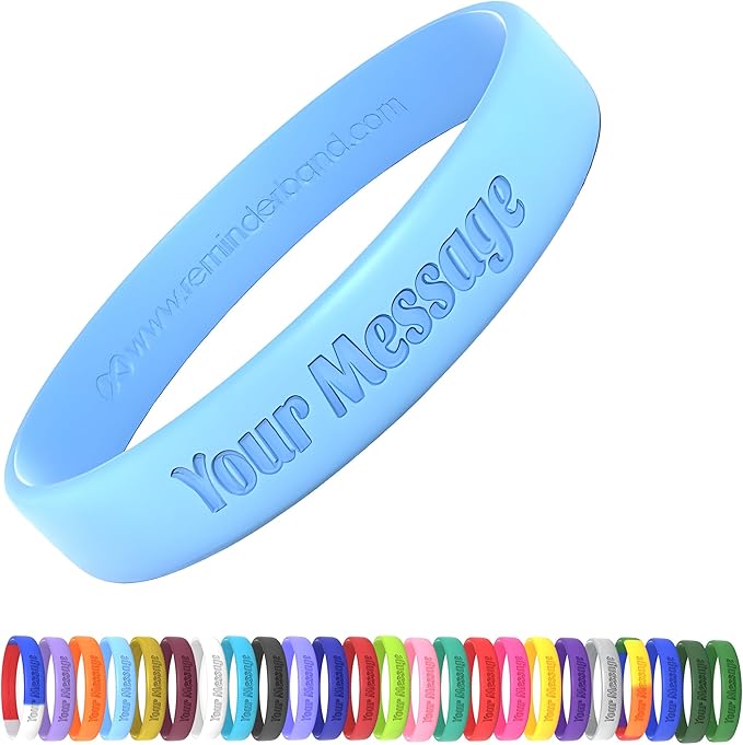 Reminderband Custom Silicone Bracelet – Motivational Wristbands, Bulk Personalized Bands for Events, Awareness, Fundraisers, Gifts – Custom Rubber Bracelets - 1/2" Classic