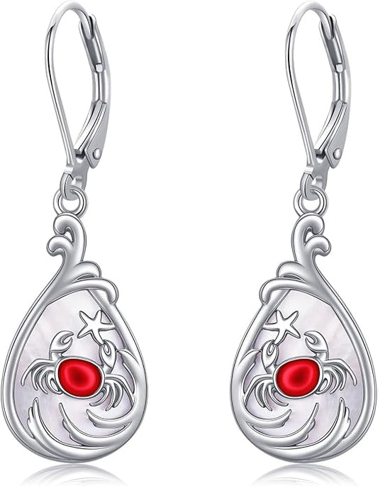 MONGAS Dragonfly/Sunflower/Hummingbird/Sand Dollar/Crab/Champagne/Arrow/Cherry/Ankh/Sloth Earrings for Women Sterling Silver Dragonfly/Sunflower/Hummingbird/Sand Dollar Jewelry for Women