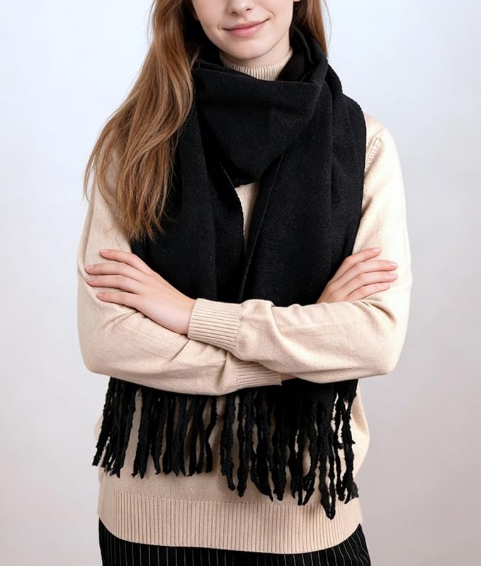 Achillea Warm Cashmere-Feel Winter Scarf – Thick Pashmina Shawl Wrap for Cold Weather