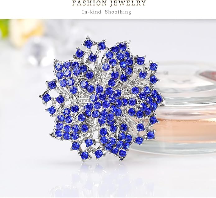 Rhinestone Bauhinia Flower Brooch Pin - Elegant Clothing Accessory for Women - Big Crystal Flower Brooch for Christmas, Halloween, Birthday, Party, Wedding Costume Jewelry