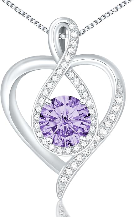 925 Sterling Silver Infinity Heart Necklace for Women, Rhodium Plated Cubic Zirconia Pendant Gift for Girlfriend Wife Mom - Anniversary Valentine's Day Birthday Present with Elegant Gift Box