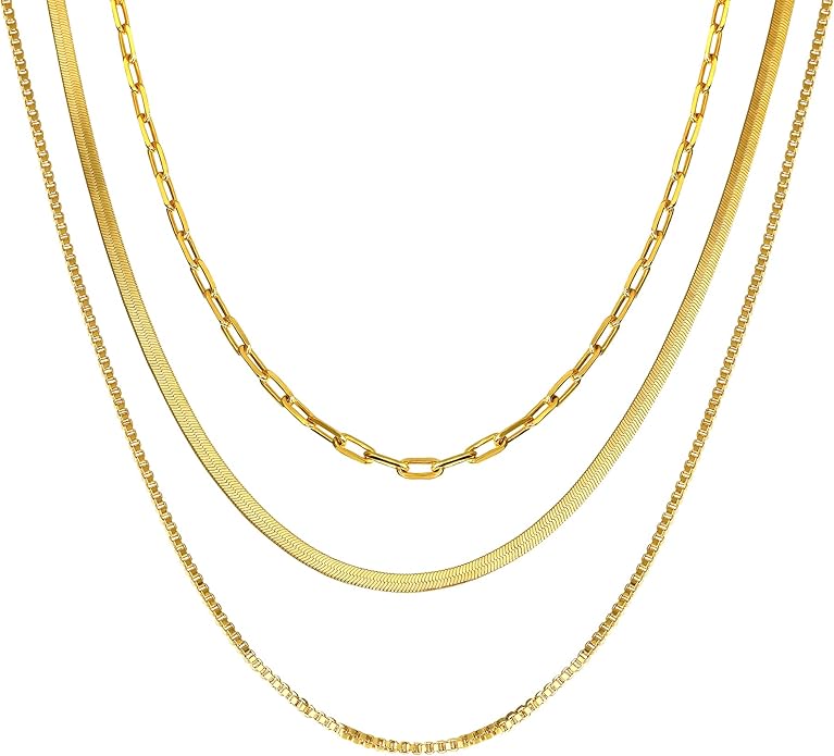CHESKY 14K Gold/Silver Plated Snake Chain Necklace Herringbone Necklace Gold Choker Necklaces for Women Gifts Jewelry 1.5/3/5MM(W) 14"/16"(L)