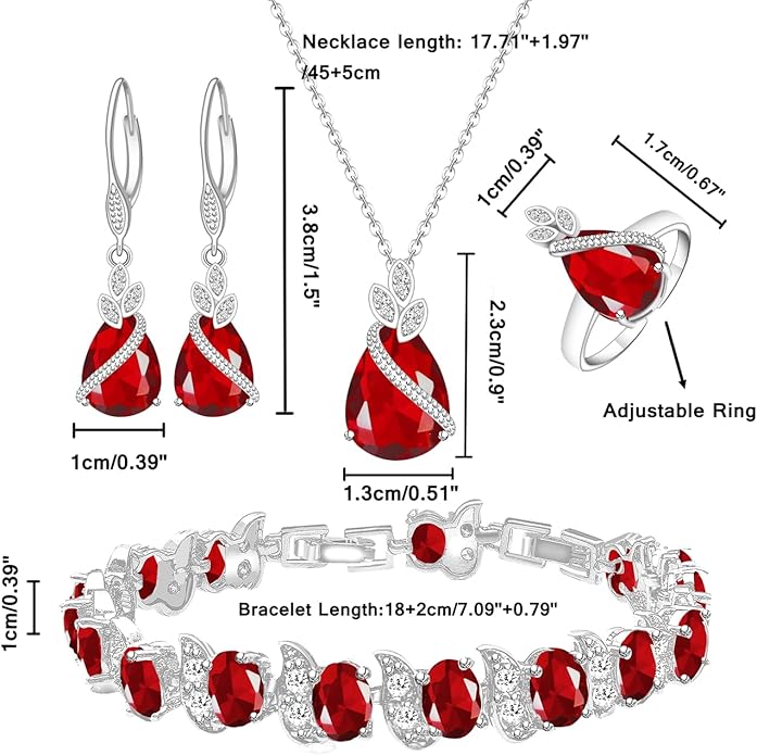 ZCGJWE Wedding Jewelry Set for Women Gem Necklace Earrings Bracelet Luxury Jewelry Set Birthday Valentine's Day Mother's Day Christmas Prom Jewelry Gift