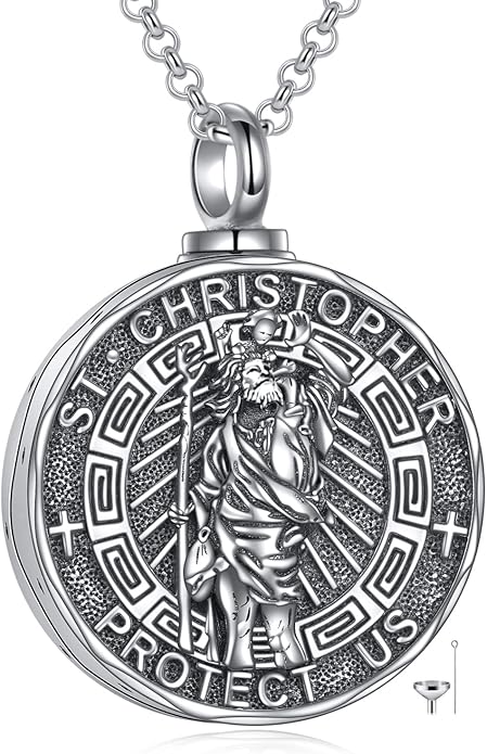 YFN Patron Saint Necklace Sterling Silver Amulet Medal Pendant Religious Protector Jewelry Gifts for Women Men