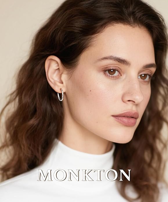 Monkton Huggie Earrings S925 Sterling Silver Minimalist Hoop Earrings - 14mm/16mm/18mm Chic Lightweight Hypoallergenic Women's Jewelry