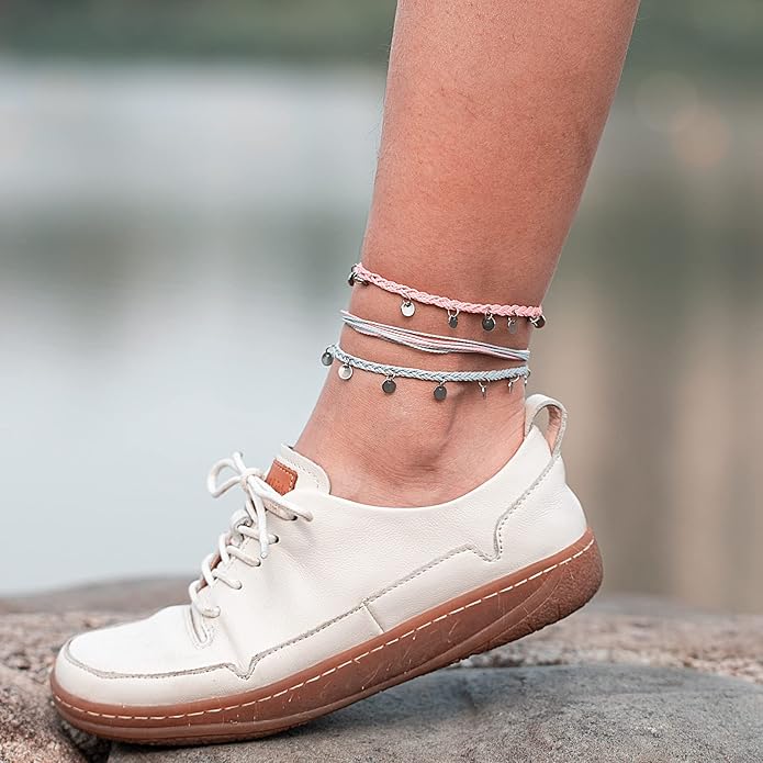 FANCY SHINY String Ankle Bracelets Waterproof Rope Anklets Braided Beach Boho Coin Anklets Cute Friendship Foot Jewelry for Women
