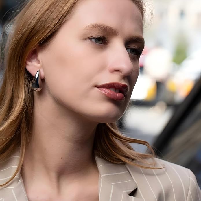 24 Pairs Chunky Gold Hoop Earrings Set for Women, Hypoallergenic Fashion Statement Hoops Earrings Pack Assorted Small Big Twisted Hoop Jewelry for Gift