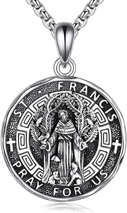 YFN Patron Saint Necklace Sterling Silver Amulet Medal Pendant Religious Protector Jewelry Gifts for Women Men