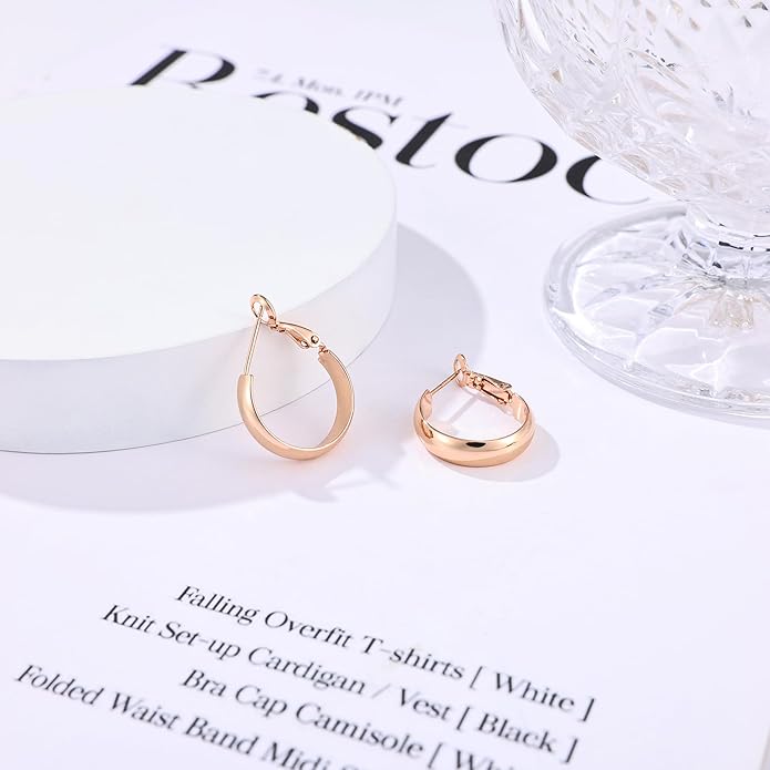 Gacimy 14K Gold Plated Hoop Earrings for Women, 14k Real Gold Plated with 925 Sterling Silver Post, Hypoallergenic Lightweight Thick Hoops Earrings for Women Trendy