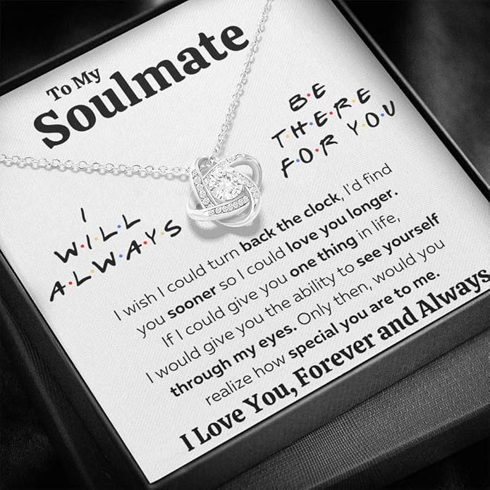 Couples Gifts Necklace To My Soulmate Necklace Birthday Christmas Jewelry Romantic Gifts For My Wife with Message Card Box Personalized Gift Present Pendant for Future Wife Soulmate Girlfriend