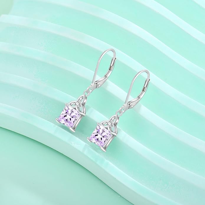 Celtic Trinity Knot Jewelry Set 925 Sterling Silver June Birthstone Alexandrite Necklace Earrings Irish Good Luck Jewelry Gifts for Women