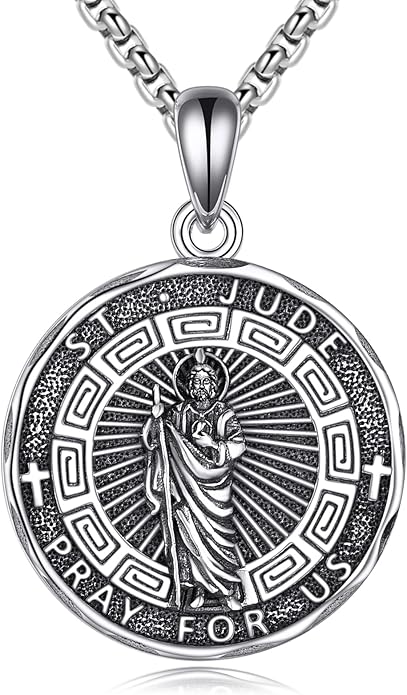 YFN Patron Saint Necklace Sterling Silver Amulet Medal Pendant Religious Protector Jewelry Gifts for Women Men