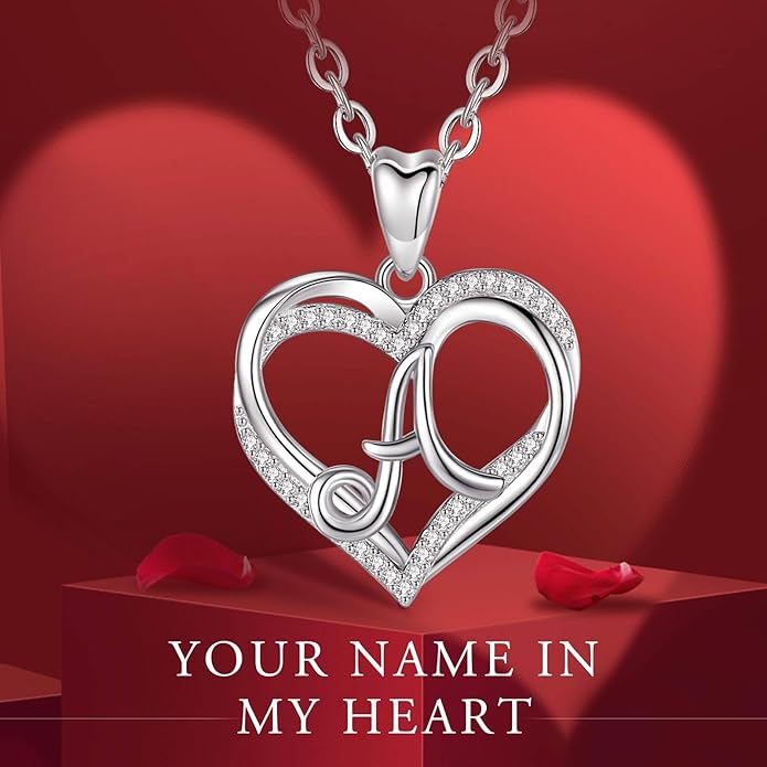 INFUSEU Unique Initial Necklaces for Women Girls Small Heart Letter Jewelry, Meaningful Personalized Gifts