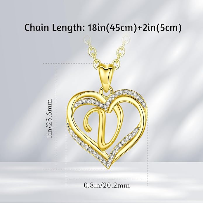 INFUSEU Unique Initial Necklaces for Women Girls Small Heart Letter Jewelry, Meaningful Personalized Gifts