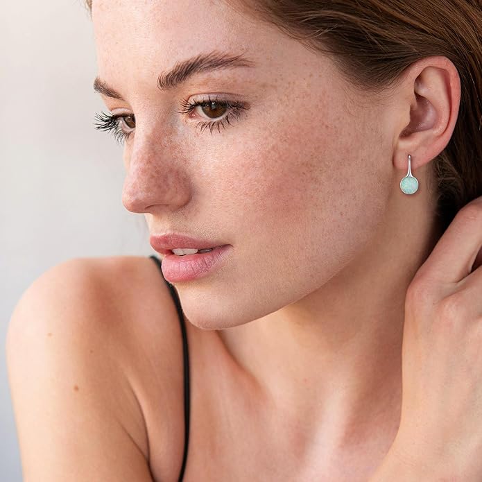 Opal Earrings 925 Sterling Silver Hook Drop Teardrop Gemstone Earrings October Birthstone Dangle Earrings Jewelry Gift for Women