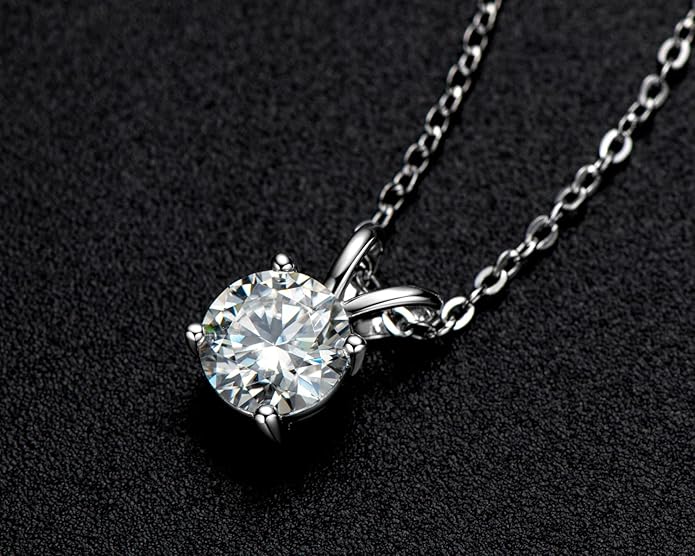 AINUOSHI Moissanite Necklace for Women, 1CT, 2CT, 3CT, 4CT Solitaire Moissanite Pendant Necklace, D-E Color with GRA Certificate, 925 Sterling Silver with 18K Gold Plating, Mother Mom Wife Girlfriend Gifts with Jewelry Box Packed