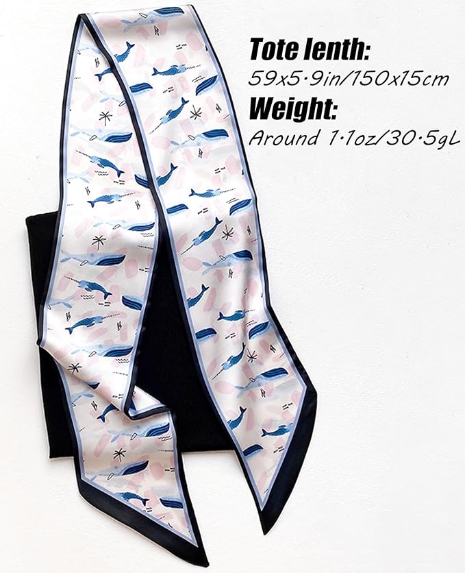 Hioyiwse Head Scarf Hair Neck Scarves For Women Purse Bag Scarfs For Handbags Silky Long Thin Satin Headscarf Fashion