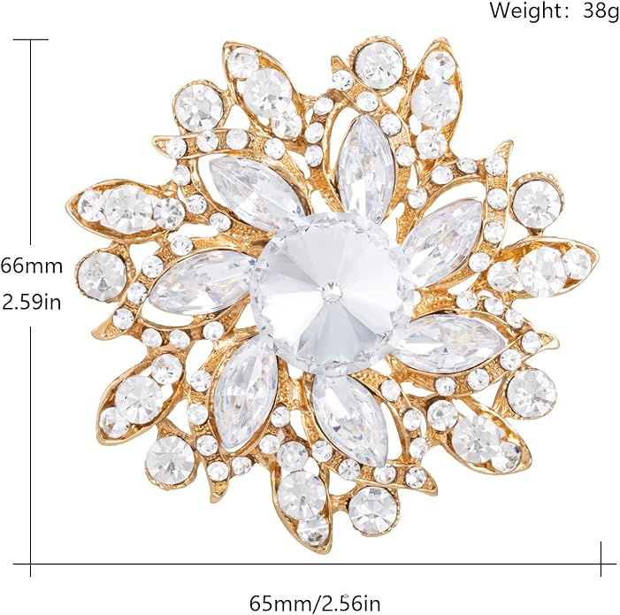 LAXPICOL Vintage Women's Austrian Crystal Elegant Flower Brooch Wedding Broach Pin