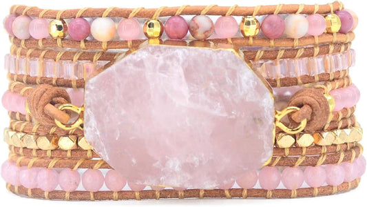 ZOSOJONA Boho Handmade Natural Stone Wrap Bracelets Turquoises Crystal Beads Bracelet Jewelry