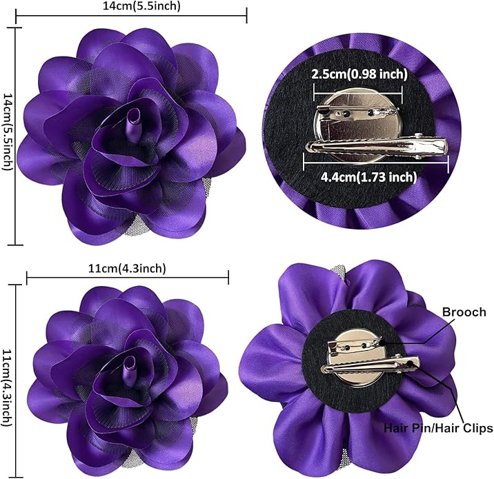 Women's Brooches 4pcs Rose Flower Hair Clip Flamenco Dancer Pin up Mexican Hair Flowers Clips Hairpin Brooch Tea Party Hats Headpieces