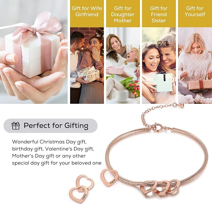 Personalized Anklets for Women Adjustable Silver Gold Anklets with Heart Name Initial Ankle Bracelets for Women Jewelry Gifts for Mom Her