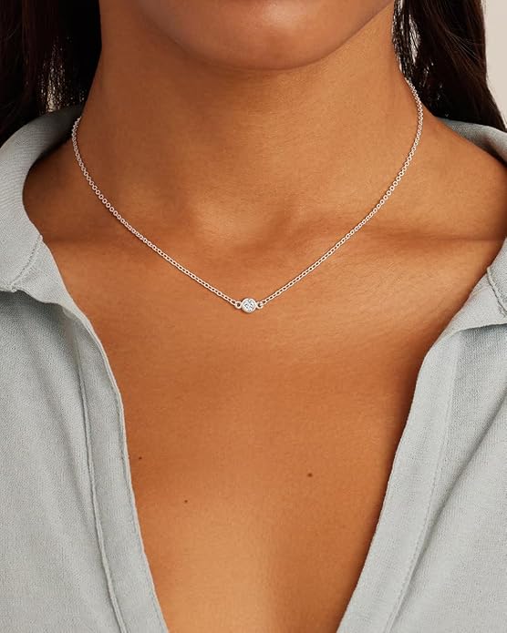 Cubic Zirconia Necklace, Dainty 14k Gold Plated Diamond Necklaces For Women Choker Necklace Simple Gold Plated CZ Jewelry Necklaces for Women Trendy Gifts