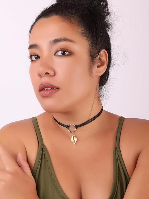 Sacina Crystal Black Choker for Women, Boho Gothic Necklace, Goth Choker Christmas Jewelry Gift