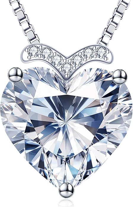 Forever Love Heart Pendant Necklaces for Women, 2-5 Carat Heartshape Moissanite Sterling Silver Pendant Jewelry, Ideal Anniversary Present or Birthday Gifts for Wife Her Girlfriend Mom Daughter