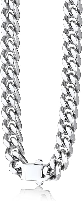 Bestyle Thick Stainless Steel Mens Cuban Link Chain, Black/Gold Chain for Men, No Tarnish & Durable Men Chain Necklace, 5/7/9/12mm Wide, 18"-30" Long, Gift Package