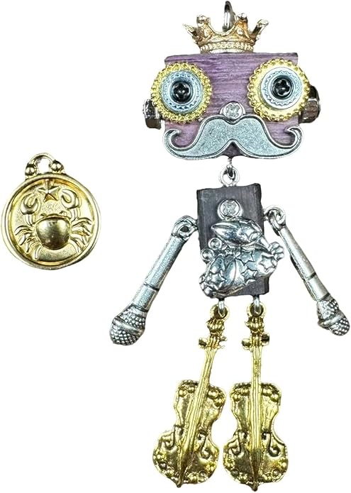 Steampunk Wooden Robot Pendant Necklace， Handmade Punk Style Pendant Zodiac Necklace for Men Women，Creative Birthday Gift