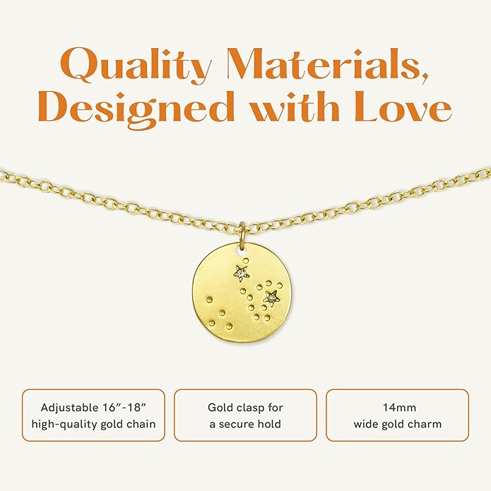 Lucky Feather Zodiac necklaces for women | Scorpio 14K Gold-Plated Astrology Pendant for Girls | Horoscope Sign Zodiac gift | Great Christmas Stocking Stuffer | Trendy Birthday Jewelry Gift | 16” - 18”