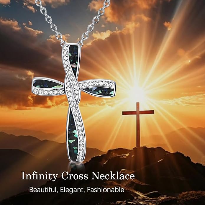 Cross Necklace for Women 925 Sterling Silver Cross Pendant Religious Christian Jewelry Faith Easter Gifts for Wife