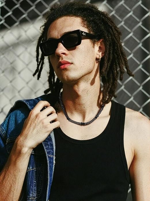 Bestyle Barbed Wire Necklace 5/7/9/12mm Mens Chain Necklaces Hip-hop Punk Gothic Stainless Steel Chain Heavy Thick Cuban Link Chain for Men Women, Length 16/18/20 Inch